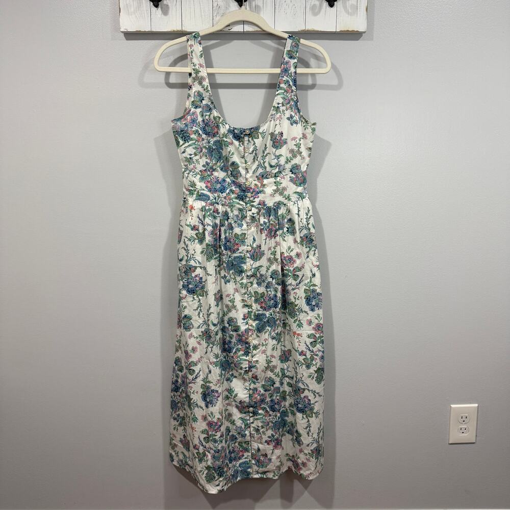 J.Crew English Garden Floral Midi Dress Cotton Poplin Sleeveless Size 2 NWT